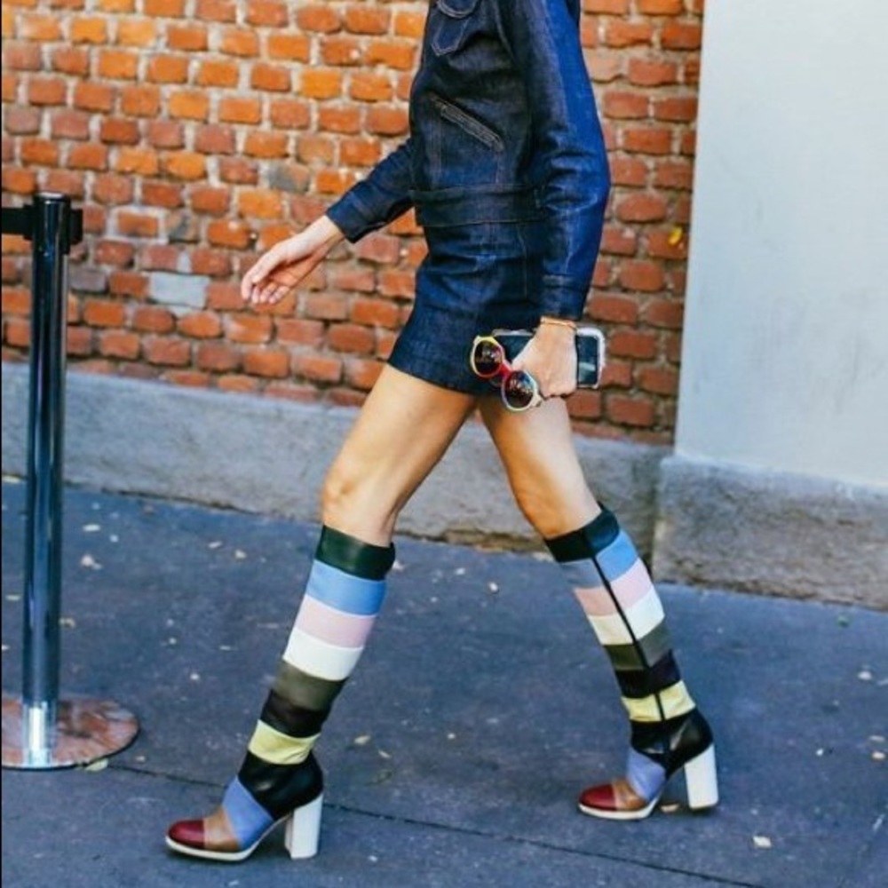 *RARE* Valentino Garvani Striped Leather Boots